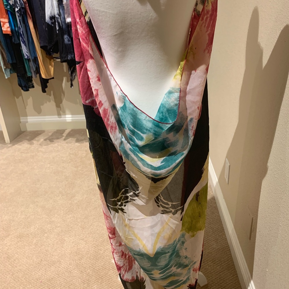 Colorful Print Chiffon Beach Coverup - Picture 5 of 7
